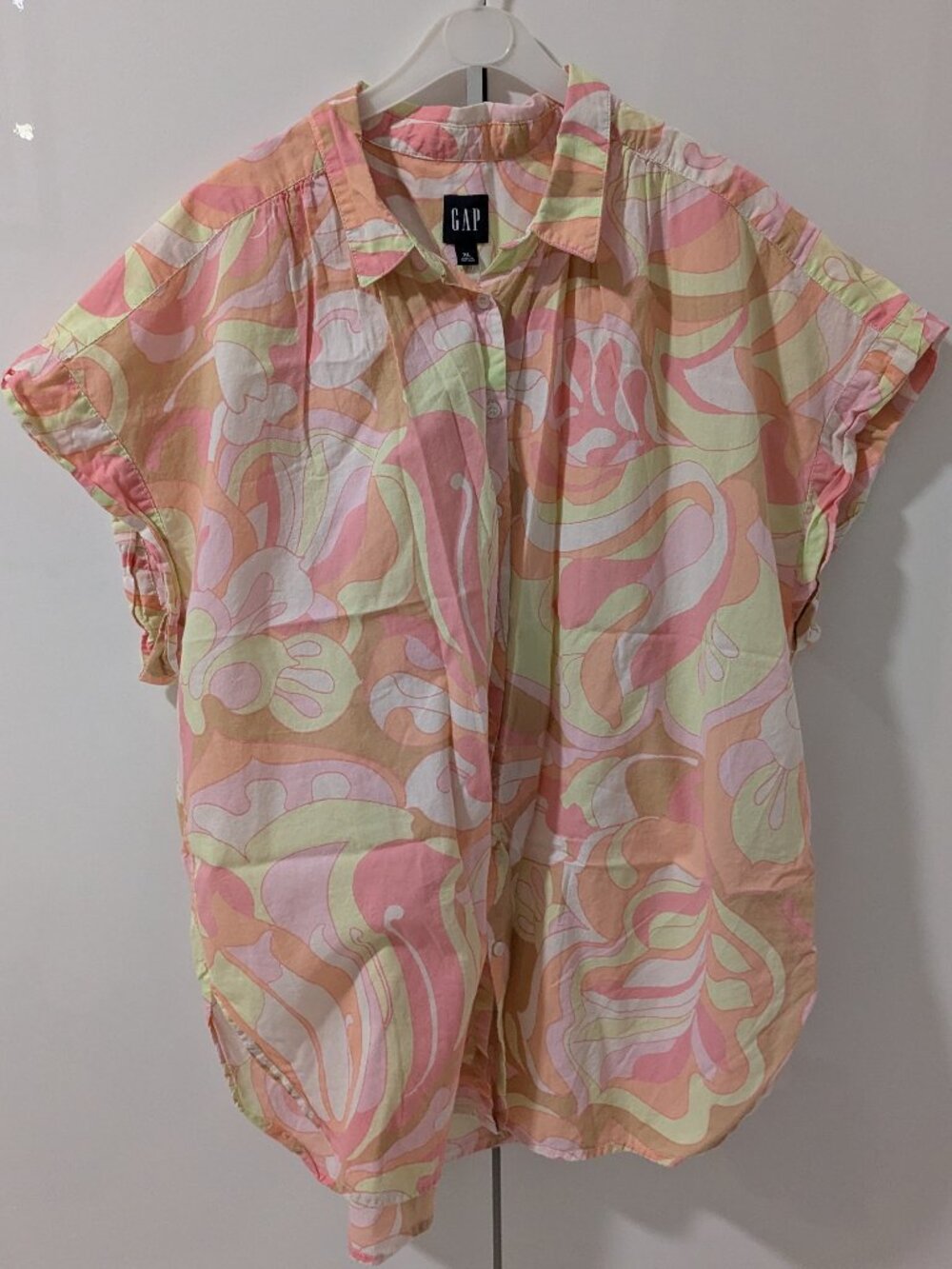 GAP Psychedelic Print Drop Sleeve Cotton Blouse XL
